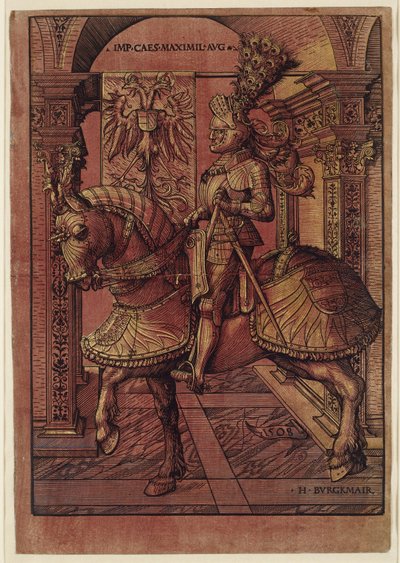 Emperor Maximilian I, armed on horseback, 1508 by Hans Burgkmair
